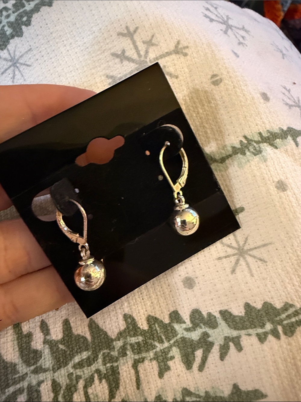 Polished Real Silver Ball Dangle Earrings with Lever-Back Closures